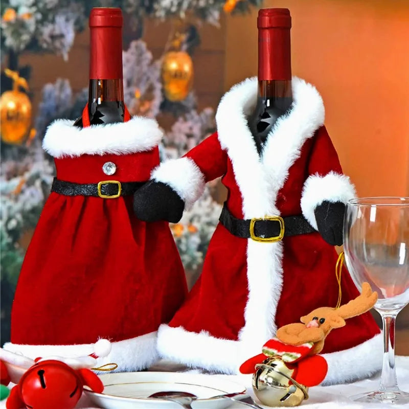 Capa Veludo Para Garrafa de Vinho Capa Decoração de Natal