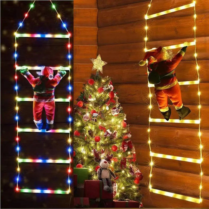 Decoração Natalina Papai Noel com Escada Iluminada em LED de 3m