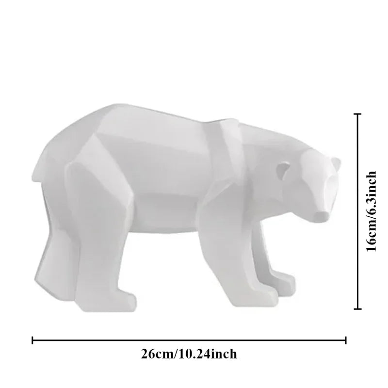 Escultura Decorativa de Urso Polar Geométrico em Resina