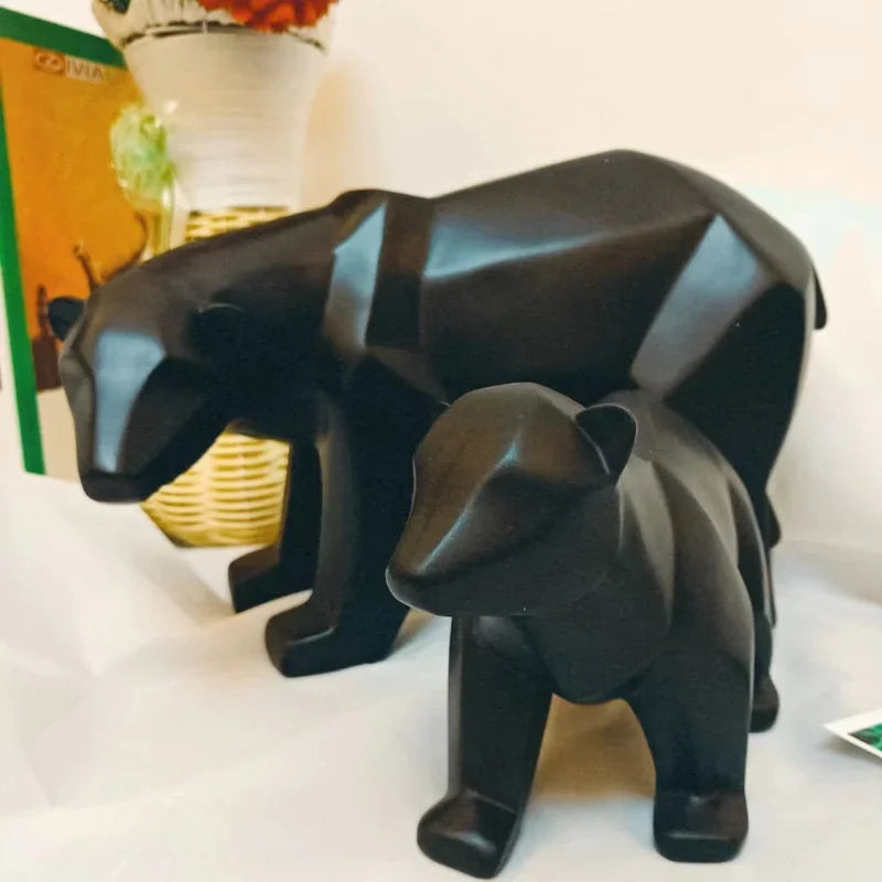 Escultura Decorativa de Urso Polar Geométrico em Resina