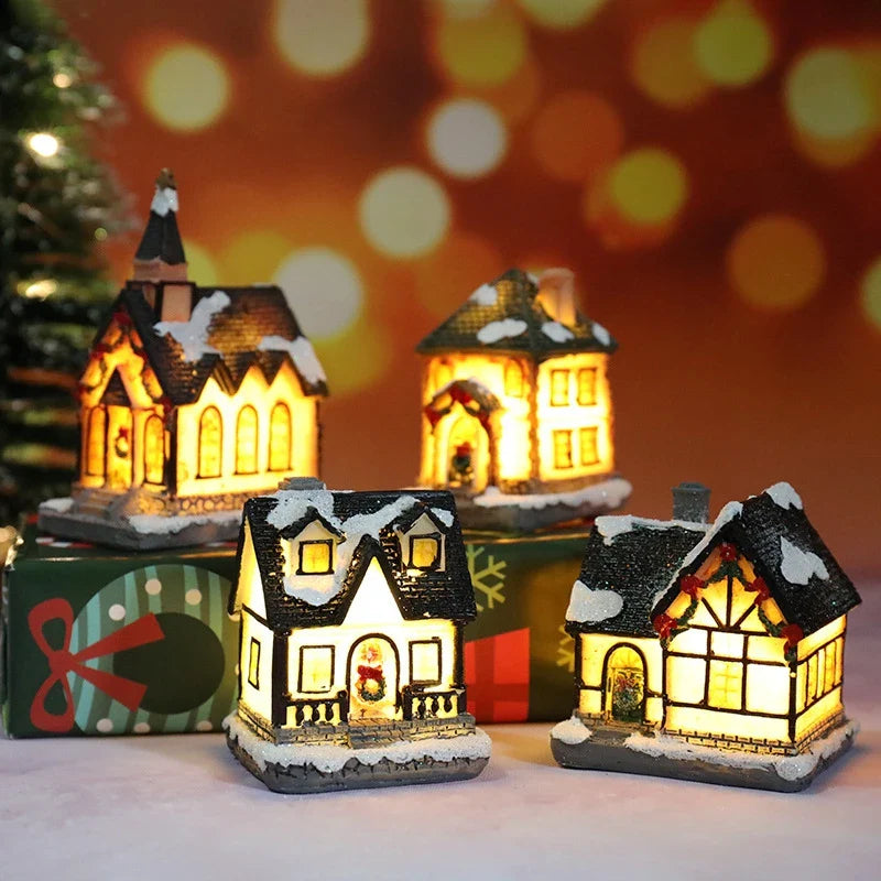Mini Casas Decorativas de Natal com Iluminação