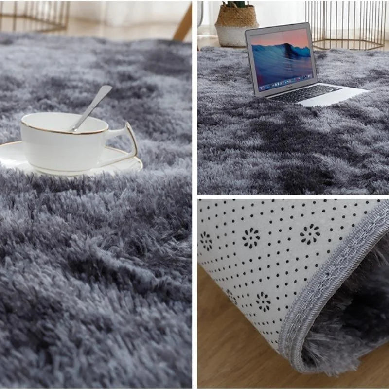 Tapete Felpudo Cinza Escuro Mescla Antiderrapante para Sala