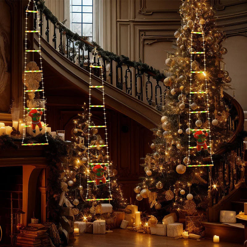 Decoração Natalina Papai Noel com Escada Iluminada em LED de 3m