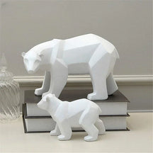 Escultura Decorativa de Urso Polar Geométrico em Resina