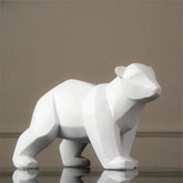 Escultura Decorativa de Urso Polar Geométrico em Resina