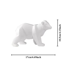 Escultura Decorativa de Urso Polar Geométrico em Resina