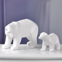 Escultura Decorativa de Urso Polar Geométrico em Resina