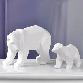 Escultura Decorativa de Urso Polar Geométrico em Resina