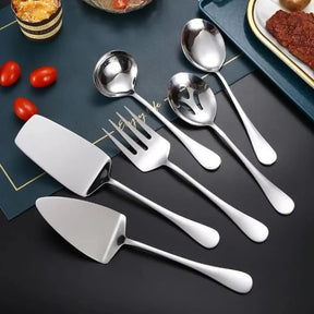 Kit Utensílios de Cozinha 6 Peças em Aço Inox Dourado e Prata
