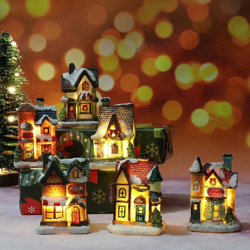 Mini Casas Decorativas de Natal com Iluminação