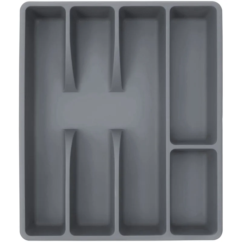 Organizador de Talheres Para Gaveta com 5 Divisórias Cinza