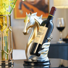 Suporte de Vinho Decorativo Cavalo em Resina de Luxo