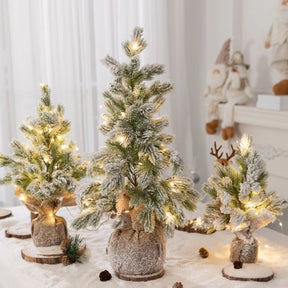 Árvore de Natal de Mesa Artificial com Neve e Luz