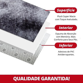 Tapete Felpudo Cinza Claro Antiderrapante para Sala e Quarto