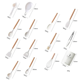 Kit de Utensílios de Cozinha de Silicone com 12 Peças